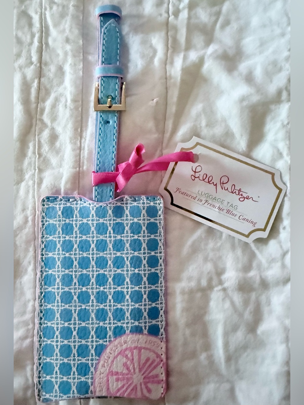 Lilly Pulitzer Blue and Pink Luggage Tag